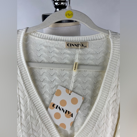 💚 2963. Ruffled Button Front Cream Cardigan - Picture 5 of 7